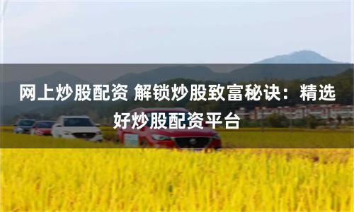 网上炒股配资 解锁炒股致富秘诀：精选好炒股配资平台